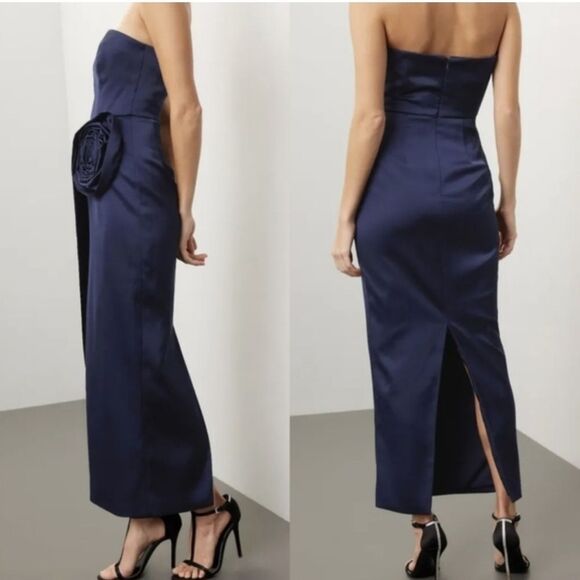 Ronny Kobo Paradova Rosette Satin Strapless Dress - Picture 1 of 5